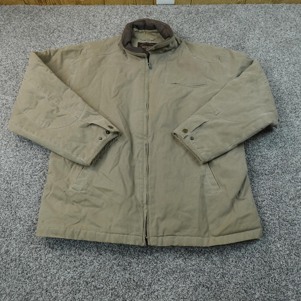 VTG Aberdeen Jacket Mens XL Beige Detroit Canvas Full Zip Barn Chore Coat Work